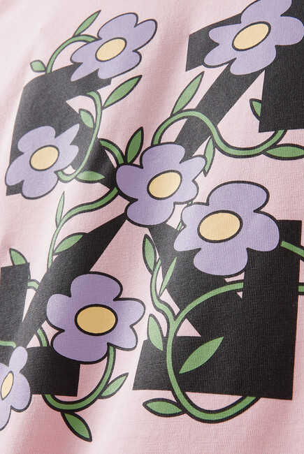 Flower Motif Logo Print T-Shirt